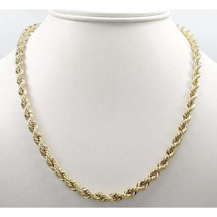 14K 4mm Genuine Solid Yellow Gold Rope Necklace Chain by DailySale