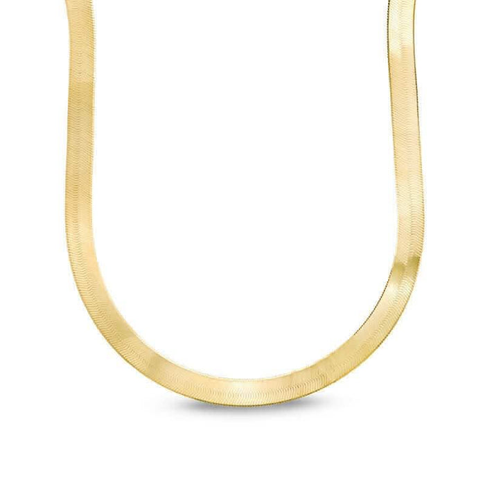 14K 6mm Solid Yellow Gold High Polished Herringbone Necklace Chain by DailySale
