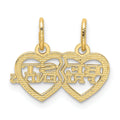 14k BEST FRIENDS Break Apart heart Pendant for 2 by Fine Color Jewels