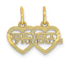 14k BEST FRIENDS Break Apart heart Pendant for 2