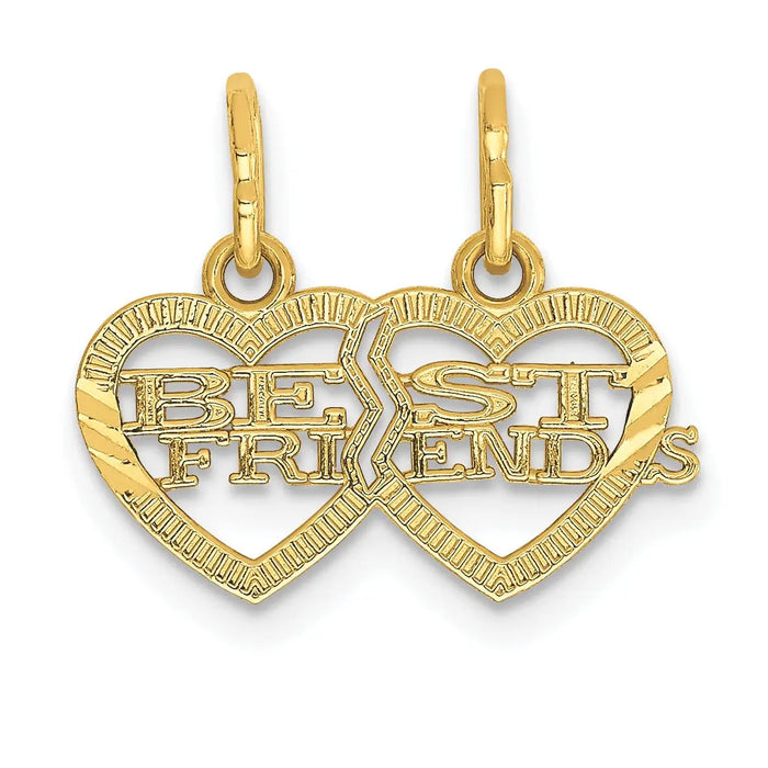 14k BEST FRIENDS Break Apart heart Pendant for 2 by Fine Color Jewels
