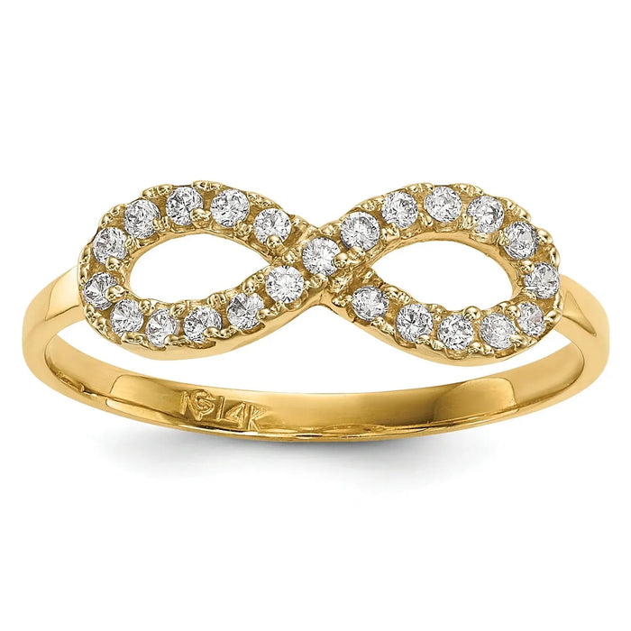14k Cubic Zirconia Infinity Symbol Ring by Fine Color Jewels