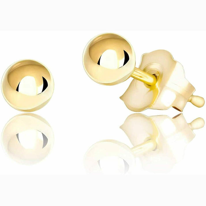14K Genuine Solid Yellow Gold Ball Earrings by DailySale