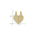 14k Gold 2-Piece Break-Apart Heart Charm Pendant by Fine Color Jewels