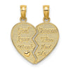 14k Gold 2-Piece Break-Apart Heart Charm Pendant