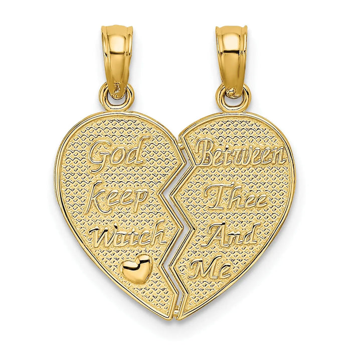 14k Gold 2-Piece Break-Apart Heart Charm Pendant by Fine Color Jewels