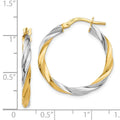 14K Gold and Rhodium Twisted Hoop Earrings by Fine Color Jewels
