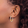14K Gold and Rhodium Twisted Hoop Earrings by Fine Color Jewels