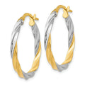 14K Gold and Rhodium Twisted Hoop Earrings by Fine Color Jewels