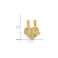 14k Gold Best Friend Split Heart Pendant by Fine Color Jewels