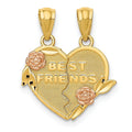 14k Gold Best Friend Split Heart Pendant by Fine Color Jewels