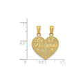 14k Gold BEST FRIENDS Heart Break-Apart Pendant by Fine Color Jewels