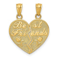 14k Gold BEST FRIENDS Heart Break-Apart Pendant by Fine Color Jewels