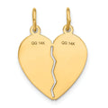 14k Gold BEST SISTER Break-apart Heart Charm Pendant by Fine Color Jewels