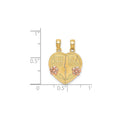 14k Gold BIG SIS-LIL SIS Break-apart Heart Charm Pendant by Fine Color Jewels