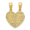 14k Gold BIG SISTER-LITTLE SISTER Breakable Heart Pendant