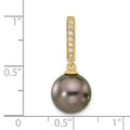 14k Gold Black Tahitian Pearl and Diamond Dangle Pendant by Fine Color Jewels