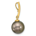 14k Gold Black Tahitian Pearl and Diamond Dangle Pendant by Fine Color Jewels