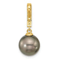 14k Gold Black Tahitian Pearl and Diamond Dangle Pendant by Fine Color Jewels