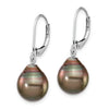 14K Gold Black Tahitian Pearl Drop Earrings
