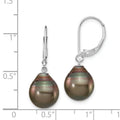 14K Gold Black Tahitian Pearl Drop Earrings by Fine Color Jewels
