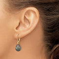 14K Gold Black Teardrop Tahitian Dangle Earrings by Fine Color Jewels