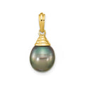 14k Gold Black Teardrop Tahitian Pearl Pendant by Fine Color Jewels