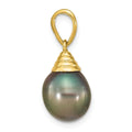 14k Gold Black Teardrop Tahitian Pearl Pendant by Fine Color Jewels