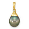 14k Gold Black Teardrop Tahitian Pearl Pendant