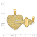 14K Gold Break-Apart HEART Key Charm Pendant by Fine Color Jewels