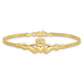 14K Gold Claddagh and Bismark Chain Bracelet by Fine Color Jewels
