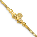 14K Gold Claddagh and Bismark Chain Bracelet by Fine Color Jewels