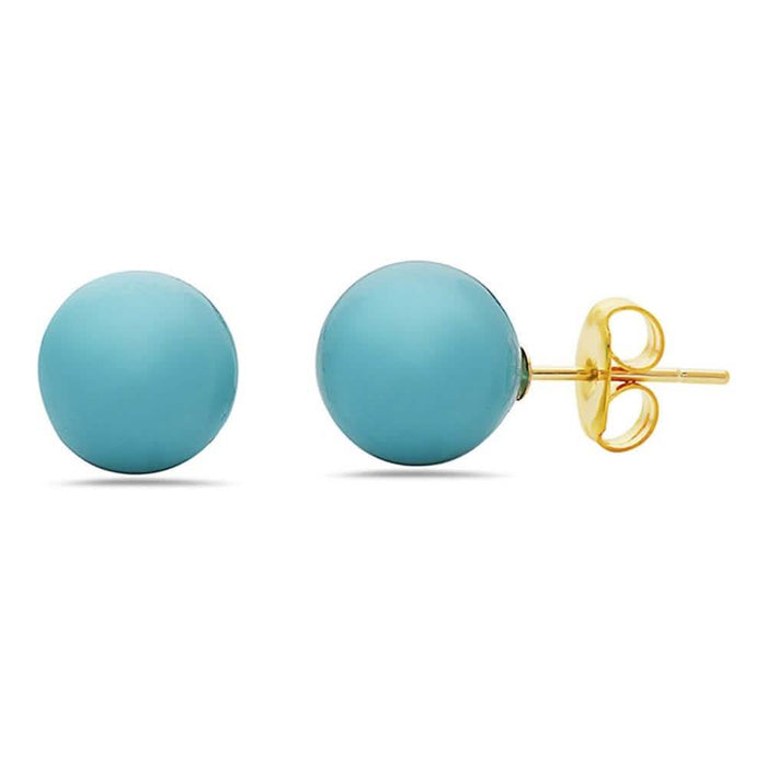 14K Gold Created Turquoise Stud Earrings by MUIBLU Gems by DailySale