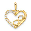 14k Gold Cubic Zirconia Heart with Infinity Pendant by Fine Color Jewels