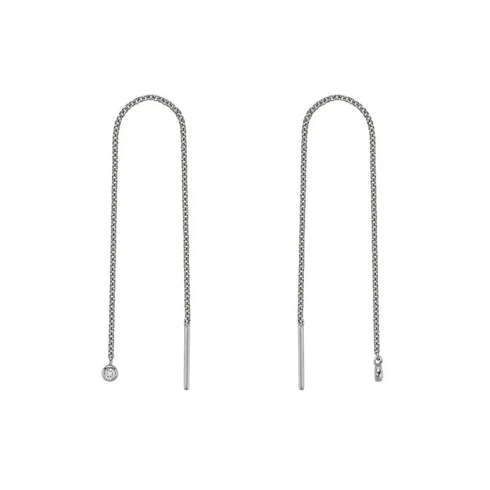 14k Gold Dangle Chain Natural Diamond Earrings by Fine Color Jewels