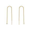 14k Gold Dangle Chain Natural Diamond Earrings by Fine Color Jewels