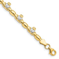 14K Gold Diamond-cut Claddagh Link Bracelet by Fine Color Jewels