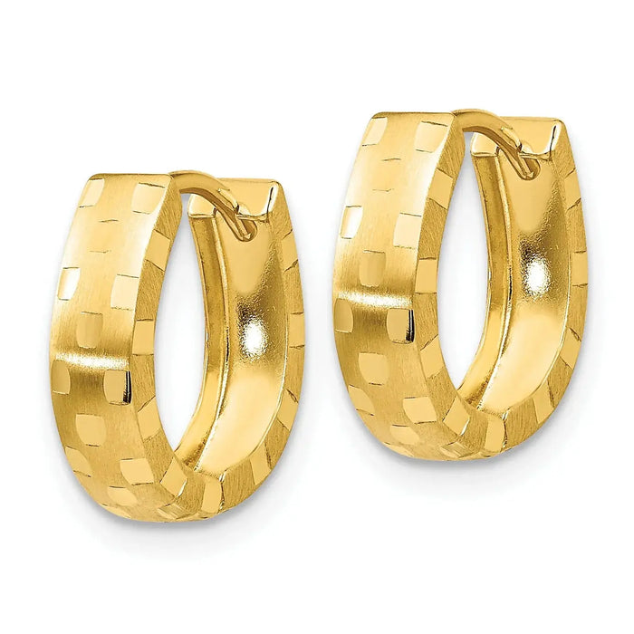 14K Gold Diamond Cut Huggie Hoop Earrings by Fine Color Jewels