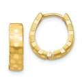 14K Gold Diamond Cut Huggie Hoop Earrings by Fine Color Jewels