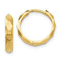 14K Gold Diamond-Cut Small Hinged Hoop Earrings by Fine Color Jewels