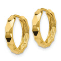 14K Gold Diamond-Cut Small Hinged Hoop Earrings by Fine Color Jewels