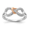 14k Gold Diamond Infinity with Heart Pave Ring by Fine Color Jewels