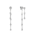 14k Gold Double Chain Natural Diamond Bezel Dangle Earrings by Fine Color Jewels