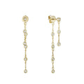 14k Gold Double Chain Natural Diamond Bezel Dangle Earrings by Fine Color Jewels