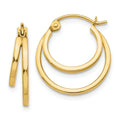14K Gold Double Hoop Earrings by Fine Color Jewels
