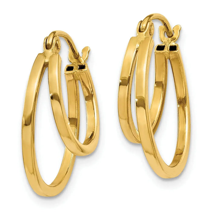 14K Gold Double Hoop Earrings by Fine Color Jewels