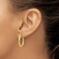 14K Gold Double Twisted Hoop Earrings by Fine Color Jewels