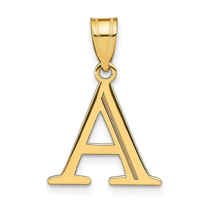 14K Gold Etched Initial Pendants by Fine Color Jewels