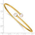 14K Gold Filled Crystal Simulated Pearl Flexible Bangle Bracelet by Fine Color Jewels