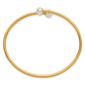 14K Gold Filled Crystal Simulated Pearl Flexible Bangle Bracelet by Fine Color Jewels